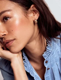 Boden Bijoux-2 paires de boucles d'oreilles domes lisses Doré