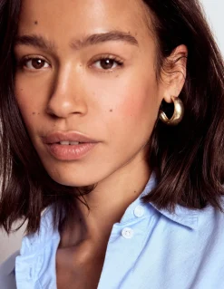 Boden Bijoux-2 paires de boucles d'oreilles domes lisses Doré