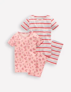 Boden Pyjamas & Chaussons-2 pyjamas courts Pâquerette rose craie