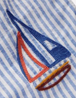 Boden Pantalons & Leggings-Barboteuse boutonnée Broderie océan bleu glacier