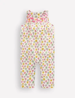 Boden Pantalons & Leggings-Barboteuse tissée et brodée Motif floral rose ivoire