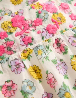 Boden Pantalons & Leggings-Barboteuse tissée et brodée Motif floral rose ivoire