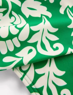 Boden Bikinis|Maillots De Bain-Bas de bikini intemporel à revers Émeraude profond, motif Ornate Floret
