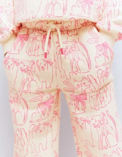 Boden Pantalons|Ensembles Assortis-Bas de jogging large imprimé Chats avoine