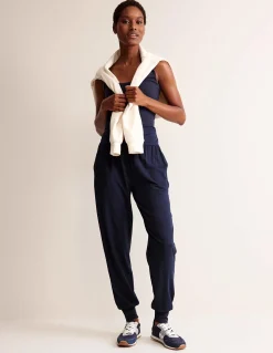Boden Pantalons-Bas de jogging sarouel en jersey Bleu Marine, Petits Pois