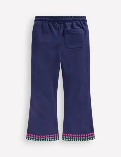 Boden Pantalons-Bas de jogging évasé brodé Broderie bleu marine universitaire