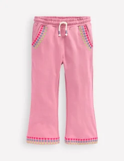 Boden Pantalons-Bas de jogging évasé brodé Broderie brume rose