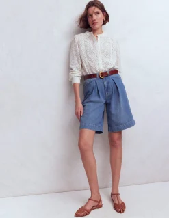 Boden Shorts-Bermuda en jean Blanc/Cerf