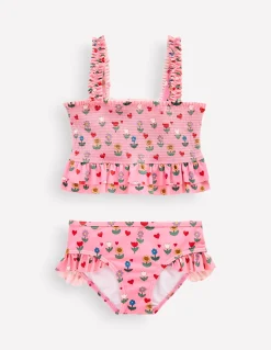Boden Maillots & Tenues De Plage-Bikini à smocks et basque Motif Sunflower Garden rose amande