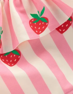 Boden Maillots & Tenues De Plage-Bikini asymétrique à volants Rayé fraise rose