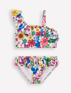 Boden Maillots & Tenues De Plage-Bikini asymétrique à volants Motif floral arc-en-ciel multi
