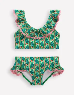 Boden Maillots & Tenues De Plage-Bikini col V à volants Motif Floral Vine vert vif