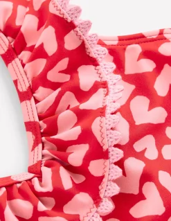 Boden Maillots & Tenues De Plage-Bikini col V à volants Motif Collage Hearts rouge rockabilly
