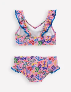 Boden Maillots & Tenues De Plage-Bikini col V à volants Motif Garden Floral rose reine-des-près