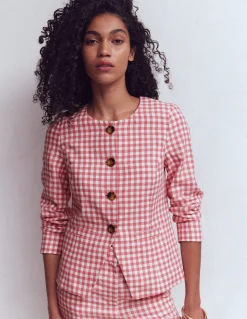 Boden Ensembles Assortis|Manteaux & Vestes-Blazer Hampstead en lin Vichy vieux rose