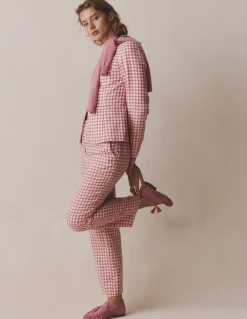 Boden Ensembles Assortis|Manteaux & Vestes-Blazer Hampstead en lin Vichy vieux rose
