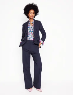 Boden Tenues De Travail|Ensembles Assortis-Blazer Marylebone en point de Rome Bleu Marine, Petits Pois
