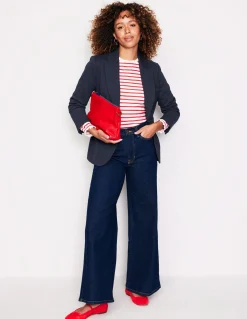 Boden Tenues De Travail|Ensembles Assortis-Blazer Marylebone en point de Rome Bleu Marine, Petits Pois