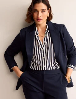 Boden Tenues De Travail|Ensembles Assortis-Blazer Marylebone en point de Rome Bleu Marine, Petits Pois