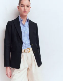 Boden Tenues De Travail|Manteaux & Vestes-Blazer Stamford en lin Bleu marine