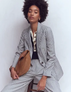 Boden Tenues De Travail|Ensembles Assortis-Blazer Woodbridge décontracté Bleu et Ivoire à Rayures