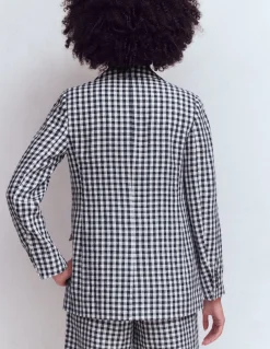 Boden Tenues De Travail|Ensembles Assortis-Blazer Woodbridge en lin Vichy bleu marine et ivoire