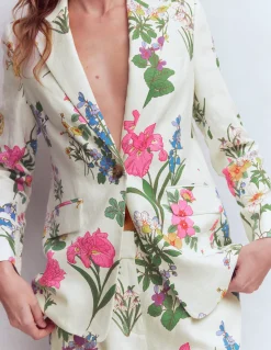 Boden Manteaux & Vestes|Ensembles Assortis-Blazer Woodbridge en lin Ivoire, motif Delicate Blossom