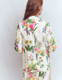 Boden Manteaux & Vestes|Ensembles Assortis-Blazer Woodbridge en lin Ivoire, motif Delicate Blossom