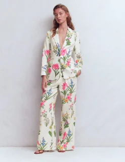 Boden Manteaux & Vestes|Ensembles Assortis-Blazer Woodbridge en lin Ivoire, motif Delicate Blossom