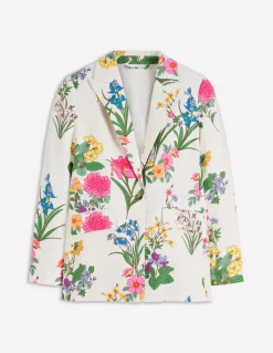 Boden Manteaux & Vestes|Ensembles Assortis-Blazer Woodbridge en lin Ivoire, motif Delicate Blossom