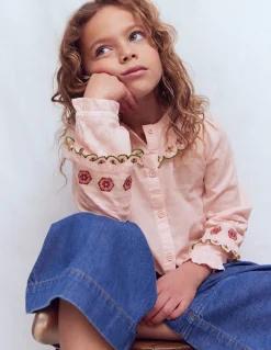 Boden Tops & T-Shirts-Blouse à empiècement volanté Broderie lotus