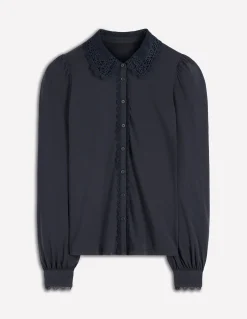 Boden Tops & T-Shirts-Blouse avec col en dentelle Bleu marine