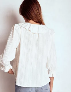 Boden Chemises & Blouses|Tops & T-Shirts-Blouse Eliza à col V et volants Blanc