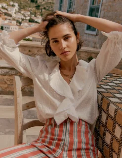 Boden Chemises & Blouses|Tops & T-Shirts-Blouse Eliza à col V et volants Blanc