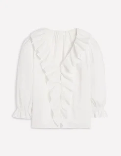 Boden Chemises & Blouses|Tops & T-Shirts-Blouse Eliza à col V et volants Blanc