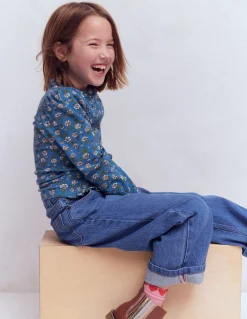 Boden Tops & T-Shirts-Blouse en jersey à smocks Motif Garden Flower Delft