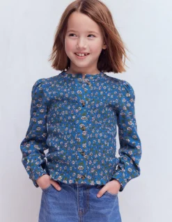 Boden Tops & T-Shirts-Blouse en jersey à smocks Motif Garden Flower Delft