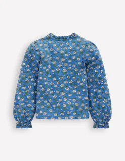 Boden Tops & T-Shirts-Blouse en jersey à smocks Motif Garden Flower Delft