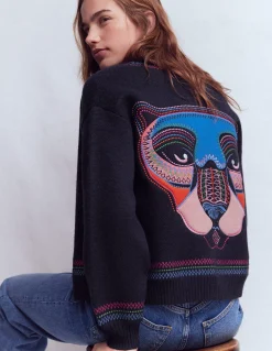 Boden Pulls & Gilets-Cardigan Abi en jacquard Bleu marine, tigre