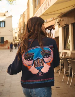 Boden Pulls & Gilets-Cardigan Abi en jacquard Bleu marine, tigre