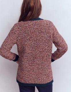 Boden Pulls & Gilets-Cardigan chiné texturé Bleu marine/rouge chiné