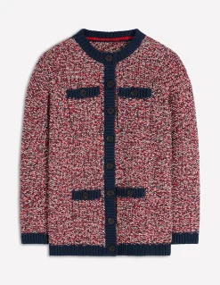 Boden Pulls & Gilets-Cardigan chiné texturé Bleu marine/rouge chiné