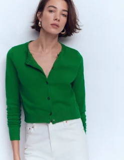 Boden Tenues De Travail|Pulls & Gilets-Cardigan court Emilia en coton Émeraude Intense