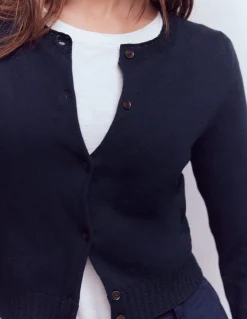 Boden Tenues De Travail|Pulls & Gilets-Cardigan court Emilia en coton Bleu marine