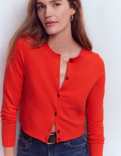 Boden Tenues De Travail|Pulls & Gilets-Cardigan court Emilia en coton Orange coucher de soleil