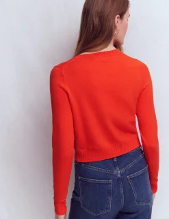 Boden Tenues De Travail|Pulls & Gilets-Cardigan court Emilia en coton Orange coucher de soleil