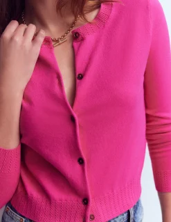 Boden Tenues De Travail|Pulls & Gilets-Cardigan court Emilia en coton Rose pivoine