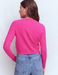 Boden Tenues De Travail|Pulls & Gilets-Cardigan court Emilia en coton Rose pivoine