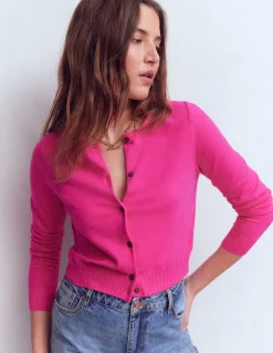 Boden Tenues De Travail|Pulls & Gilets-Cardigan court Emilia en coton Rose pivoine