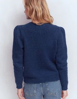 Boden Pulls & Gilets-Cardigan Davina à manches bouffantes Bleu, moucheté